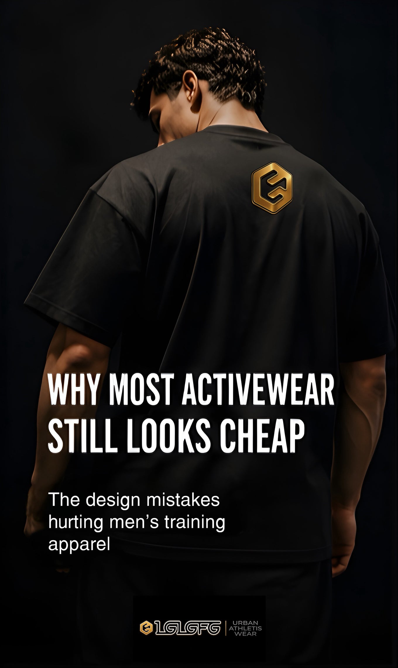 Premium mens activewear styled with a black oversized training tee