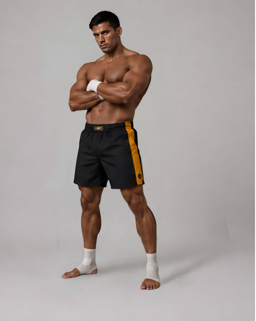 LGLGFG Calibra MMA shorts front view - mens polyester spandex ActiveEdge combat shorts Urban Athletis Wear