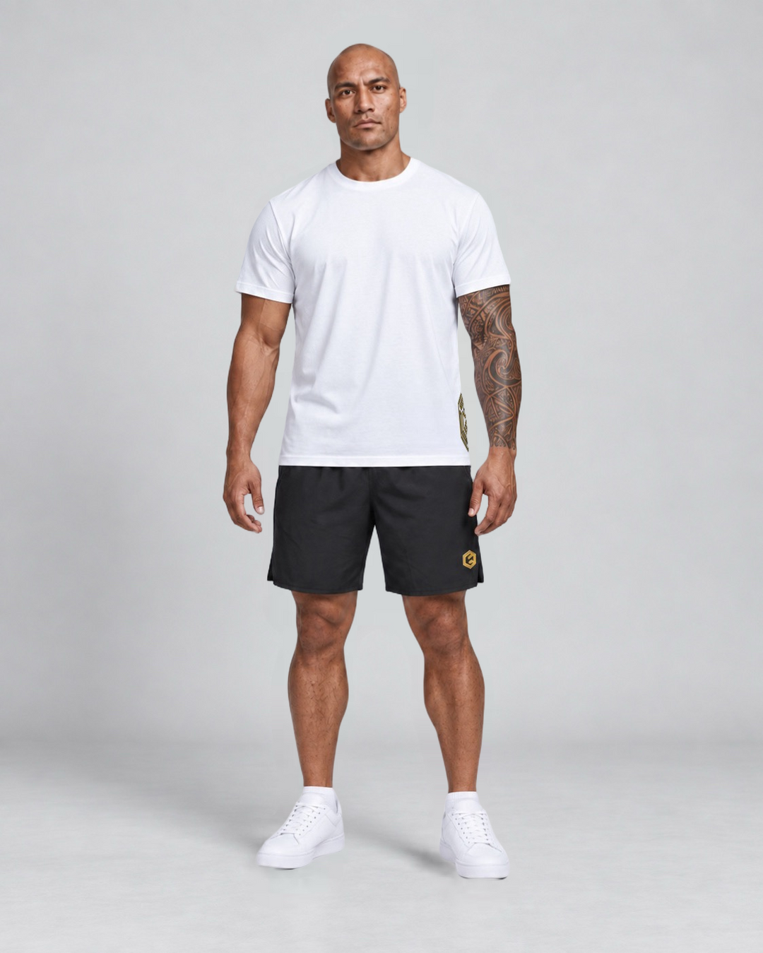 LGLGFG 2 Pac Kit in White and Black worn by model, full length second angle