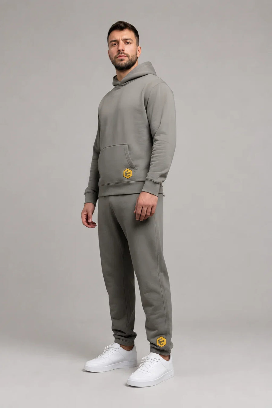 LGLGFG Axis tracksuit front view in faded bone