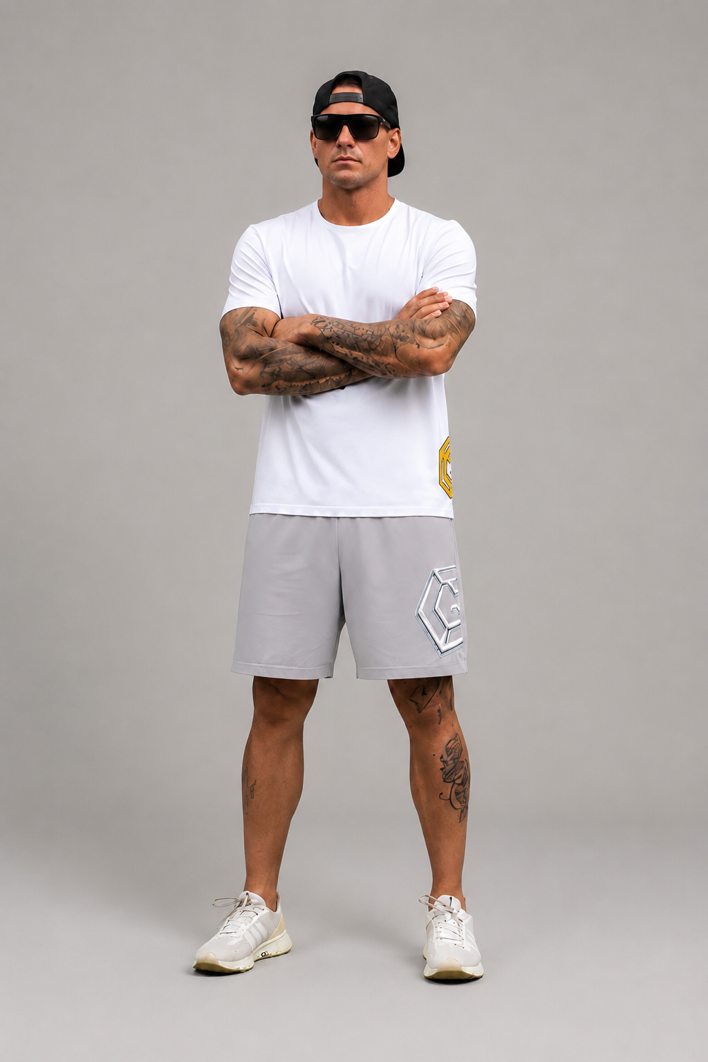LGLGFG Nexus boardshorts front view - mens recycled polyester Urban Athletis Wear shorts