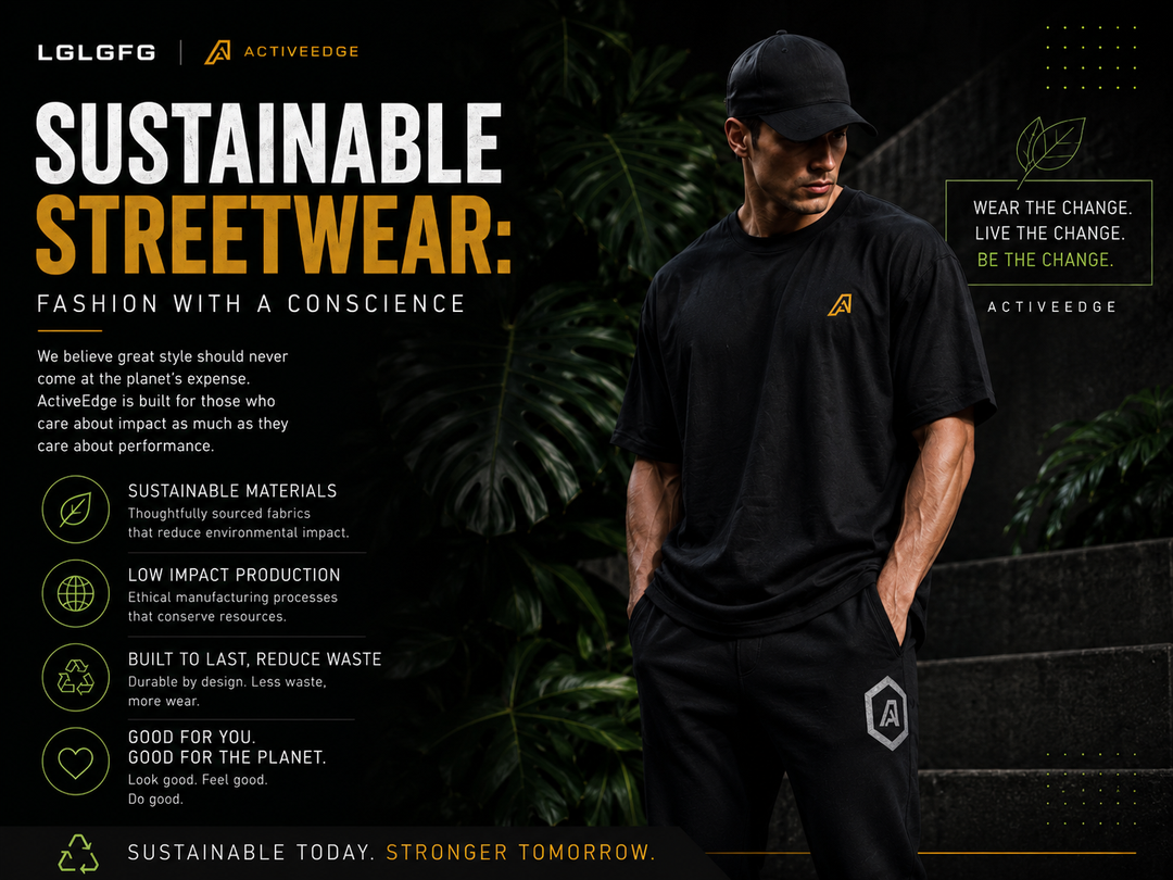 LGLGFG sustainable streetwear blog image featuring black men’s streetwear with eco-conscious fashion, low-impact materials and urban style.