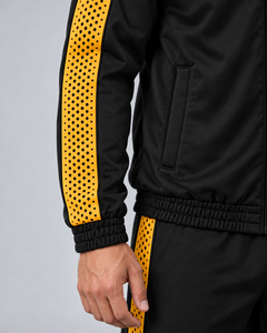 LGLGFG Calibra jacket, gold sleeve panel and cuff detail