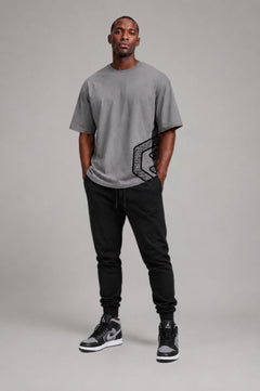 LGLGFG Artifact T box cut front view in shadow - mens combed cotton Urban Athletis Wear tee