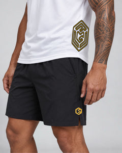 LGLGFG 2 Pac Kit in White and Black worn by model, close up third angle