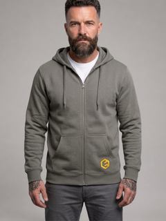 Full-length zip detail on LGLGFG Static hoodie - mens premium apparel fleece