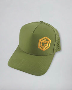 LGLGFG Rollin 5 Panel Cap in Green, waterproof polyester