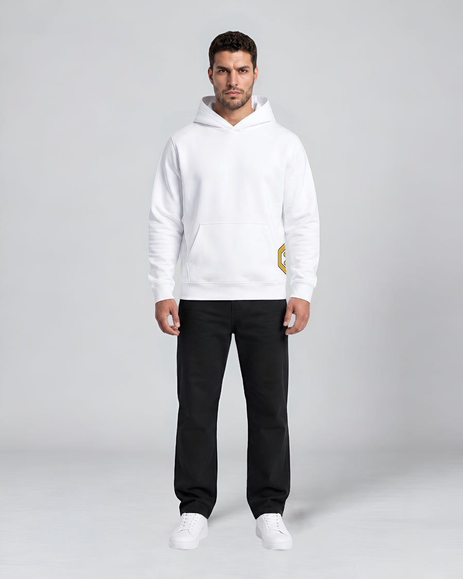LGLGFG Static Hoodie in White, pullover fleece. Urban Athletis Wear