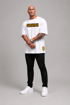 LGLGFG Bullion T box cut front view in white - mens combed cotton Urban Athletis Wear tee