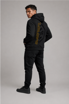 LGLGFG Legacy pullover hoodie front view in black - mens cotton polyester fleece Urban Athletis Wear hoodie