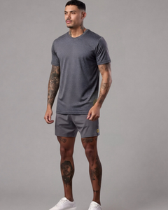 Flatlock seam detail on LGLGFG Axion T - mens performance streetwear
