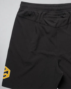 LGLGFG Aegis Shorts in Black laid flat, third detail view