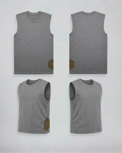 LGLGFG Arc Tank in Graphite, flat lay product shot. Men's ActiveEdge tank