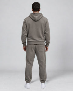 LGLGFG Axis Tracksuit in Faded Grey worn by model, full length third angle
