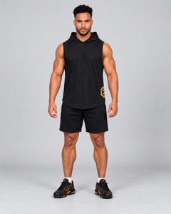 LGLGFG Volt Sleeveless Hoodie in Black, relaxed fit cotton. Urban Athletis Wear