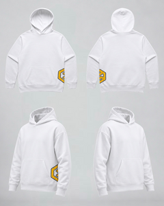 LGLGFG Static Hoodie in White, pullover fleece. Men's premium hoodie
