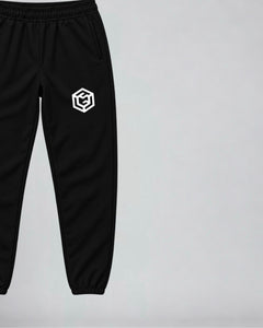 LGLGFG Canon Joggers in Black laid flat, second detail view