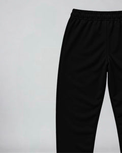 LGLGFG Canon Joggers in Black laid flat, third detail view