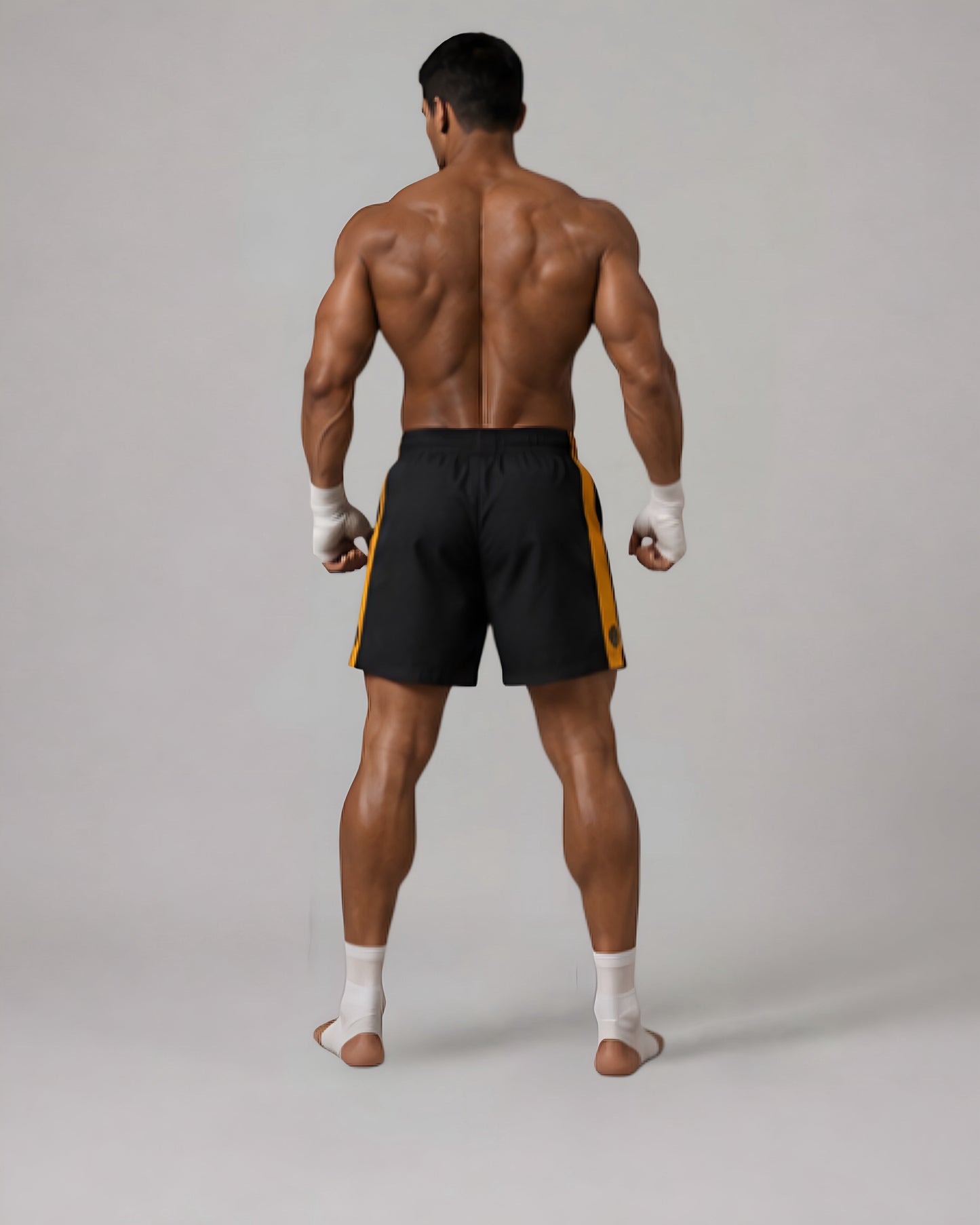 LGLGFG Calibra MMA shorts back view - mens hybrid streetwear combat shorts