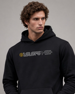 LGLGFG Foundation pullover hoodie back view - mens hybrid streetwear fleece hoodie