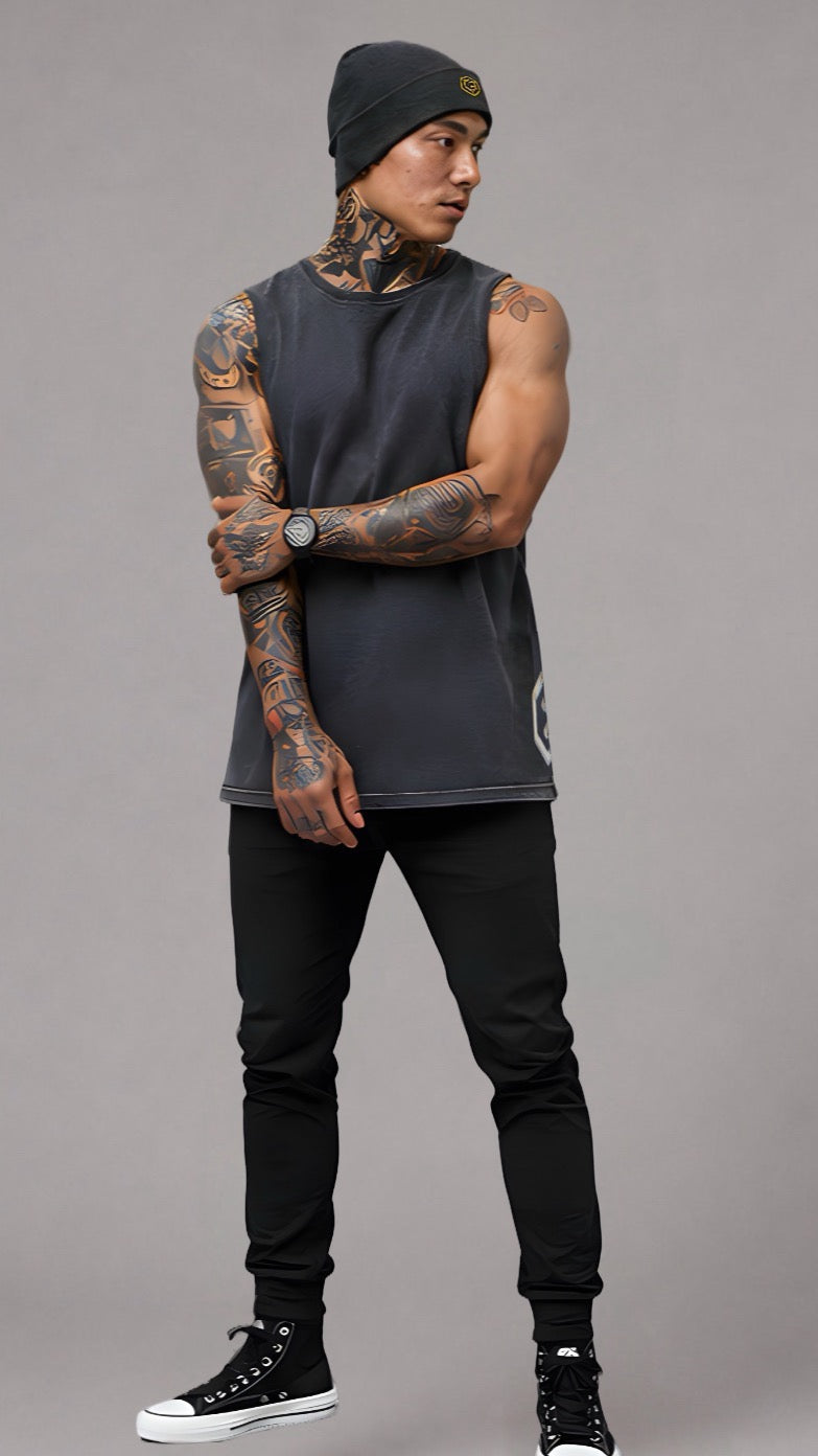 LGLGFG Keystone tank in moss stone colourway - mens performance streetwear tank