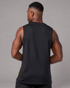 Rib collar detail on LGLGFG Arc Tank - mens technical apparel