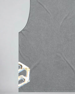 LGLGFG Keystone Sleeveless Tank in Ash Stone laid flat, second detail view